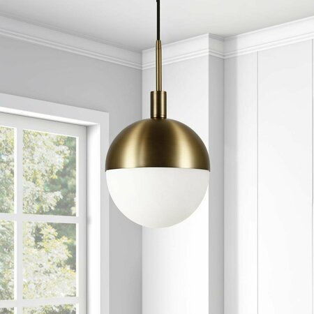 HENN & HART Orb Large Globe Brass & Frosted Glass Pendant PD0333